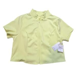 Good American Key Lime Good Compression Short sleeved Crop Swim Top size 6